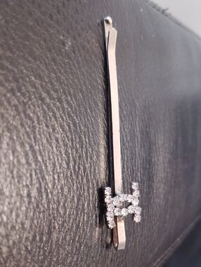 CHANEL Silver Rhinestone 'CC' Hair Pin